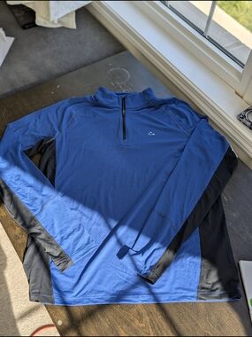 Paradox Men's Long Sleeve Quarter-Zip Pullover in Blue and Black